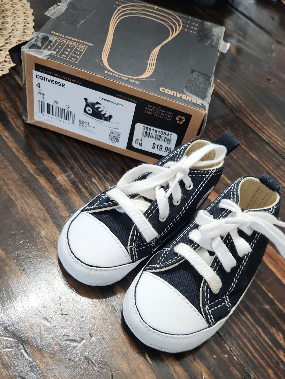 Converse Kids Black and White Canvas Low-Top Sneakers